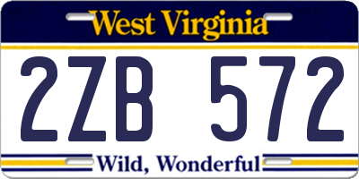 WV license plate 2ZB572