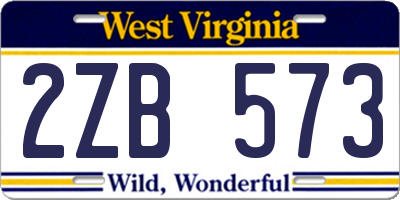 WV license plate 2ZB573