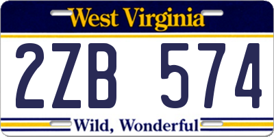 WV license plate 2ZB574