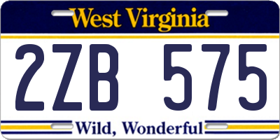WV license plate 2ZB575