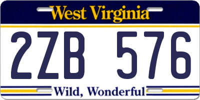 WV license plate 2ZB576