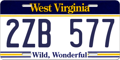 WV license plate 2ZB577