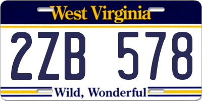 WV license plate 2ZB578