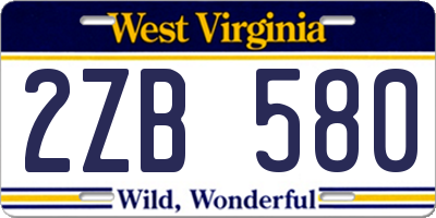 WV license plate 2ZB580