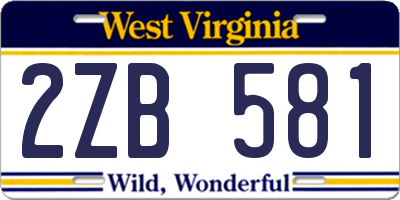 WV license plate 2ZB581