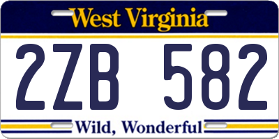WV license plate 2ZB582