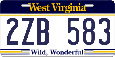 WV license plate 2ZB583
