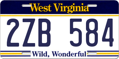 WV license plate 2ZB584