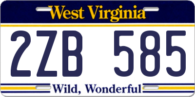WV license plate 2ZB585