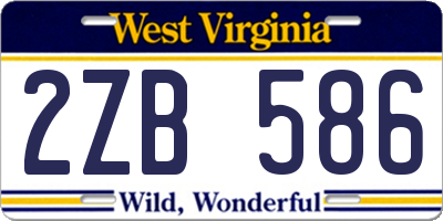 WV license plate 2ZB586