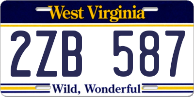 WV license plate 2ZB587