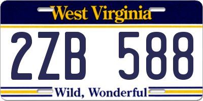 WV license plate 2ZB588