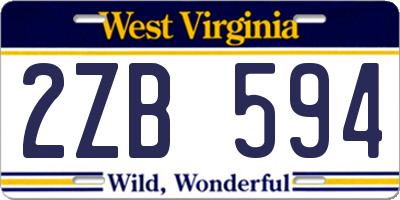 WV license plate 2ZB594