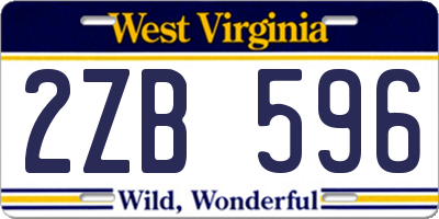 WV license plate 2ZB596
