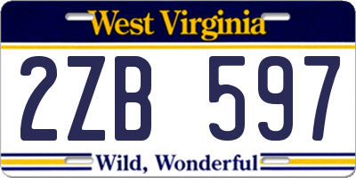 WV license plate 2ZB597