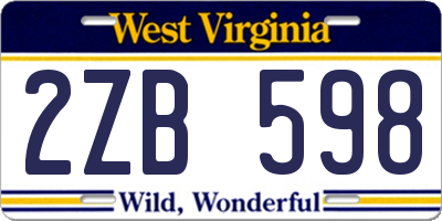 WV license plate 2ZB598