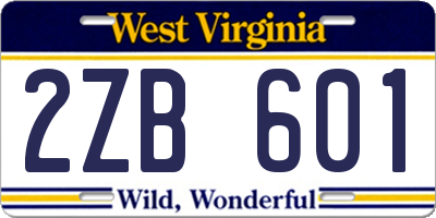WV license plate 2ZB601