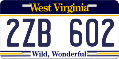 WV license plate 2ZB602
