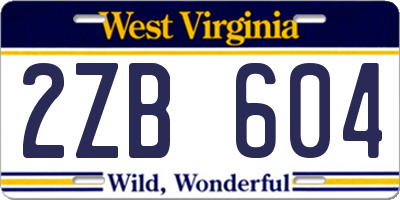 WV license plate 2ZB604