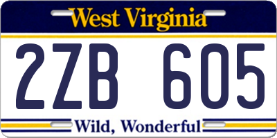 WV license plate 2ZB605