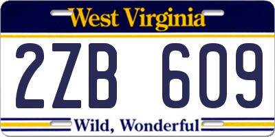 WV license plate 2ZB609