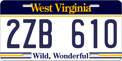 WV license plate 2ZB610
