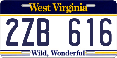 WV license plate 2ZB616