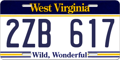 WV license plate 2ZB617