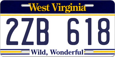 WV license plate 2ZB618