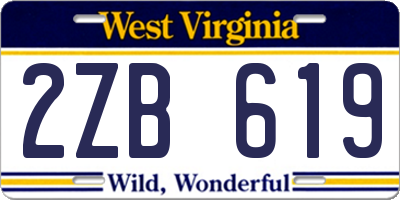 WV license plate 2ZB619