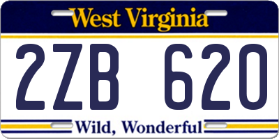 WV license plate 2ZB620