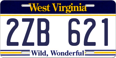 WV license plate 2ZB621