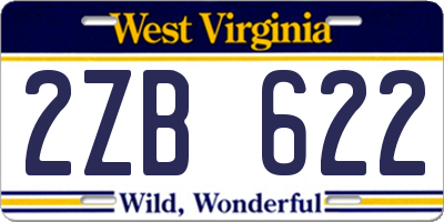 WV license plate 2ZB622