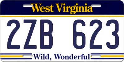 WV license plate 2ZB623