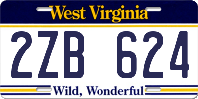 WV license plate 2ZB624