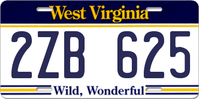 WV license plate 2ZB625