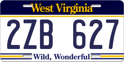 WV license plate 2ZB627