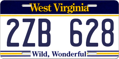 WV license plate 2ZB628