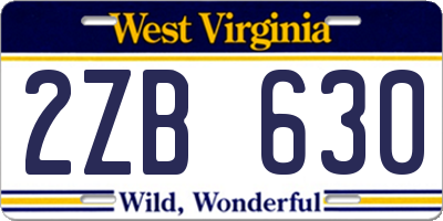 WV license plate 2ZB630