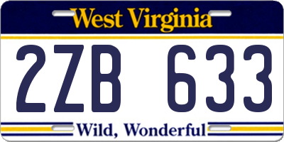 WV license plate 2ZB633