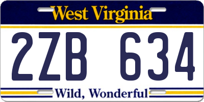 WV license plate 2ZB634