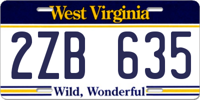 WV license plate 2ZB635