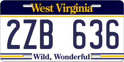 WV license plate 2ZB636