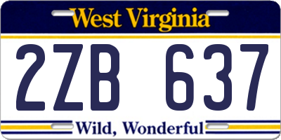 WV license plate 2ZB637