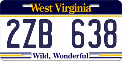 WV license plate 2ZB638