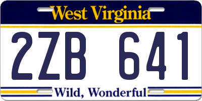 WV license plate 2ZB641