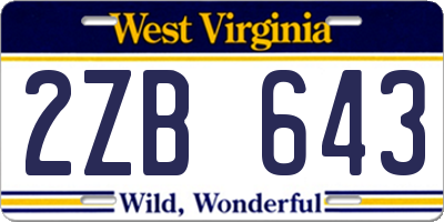 WV license plate 2ZB643