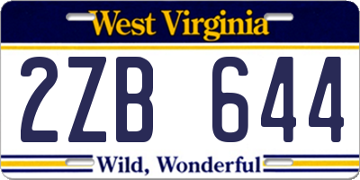 WV license plate 2ZB644