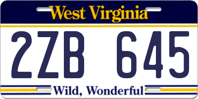 WV license plate 2ZB645
