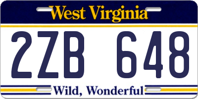 WV license plate 2ZB648